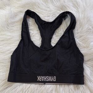 XS Gymshark Black Racerback Cotton Logo Sports Bra Misprint